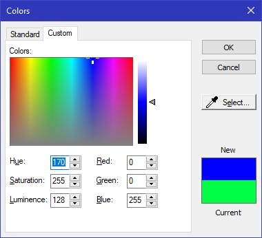 Select color, screen 2